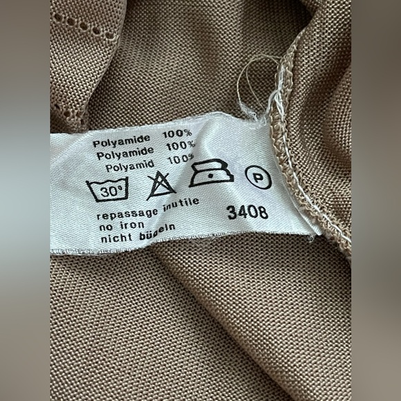 Montagut Paris Taupe Brown Cut-out Mesh Golf Casual Short Sleeve Top Medium - Picture 8 of 8